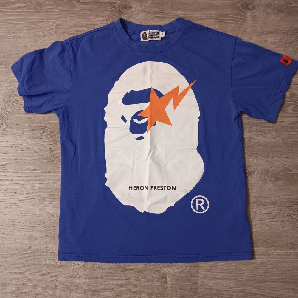 Heron Preston X Bape Purple and Orange Short Sleeve Tee